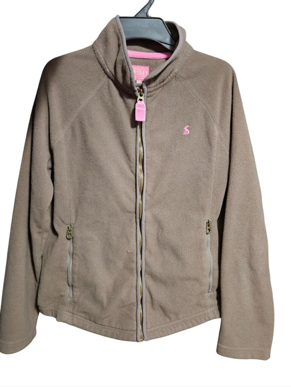 Joules Brown Fleece Jacket with Pink Trim
